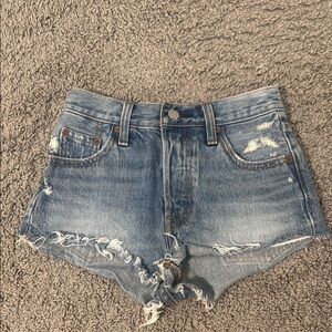 Levi's Blue Distressed Jean Shorts